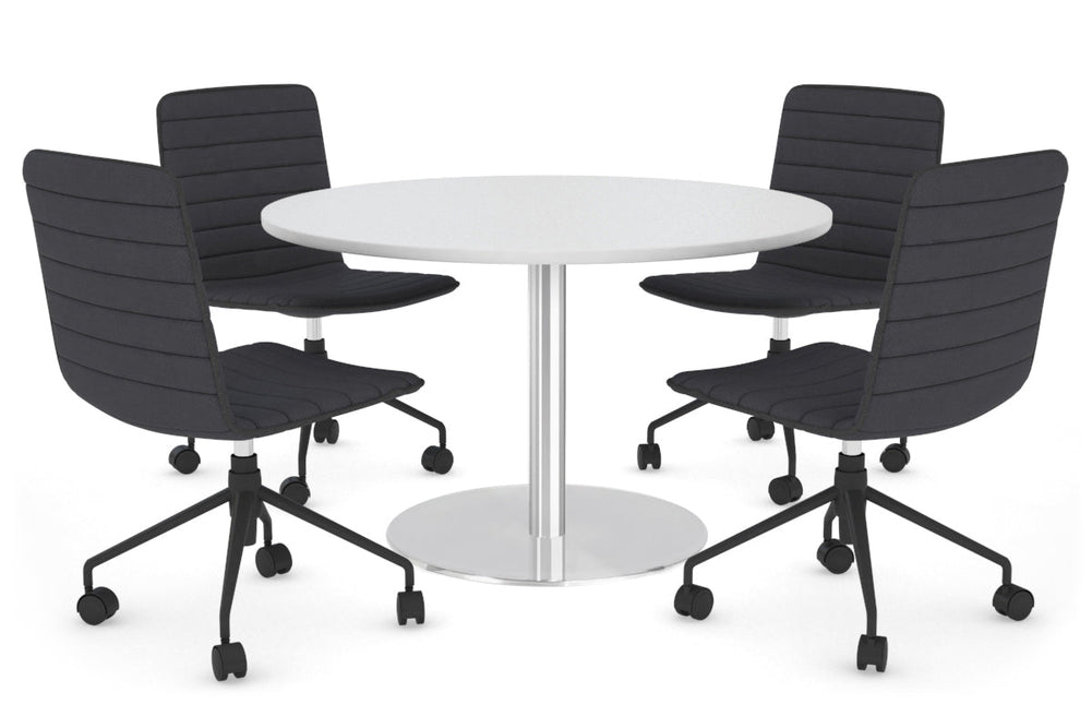 Sapphire Disc Base Round Meeting Table [700 mm]-450mm stainless steel base white 