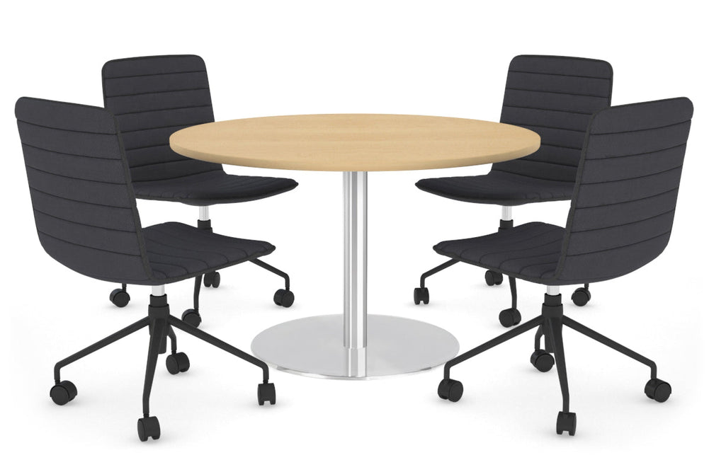 Sapphire Disc Base Round Meeting Table [700 mm]-450mm stainless steel base maple 