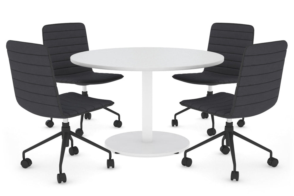 Sapphire Disc Base Round Meeting Table [700 mm]-450mm white base white 