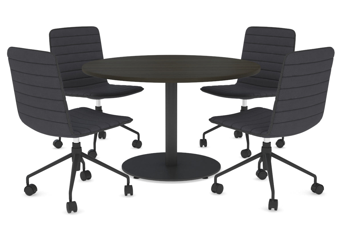Sapphire Round Meeting Table - Disc Base [800 mm] Jasonl 450mm black base dark oak 