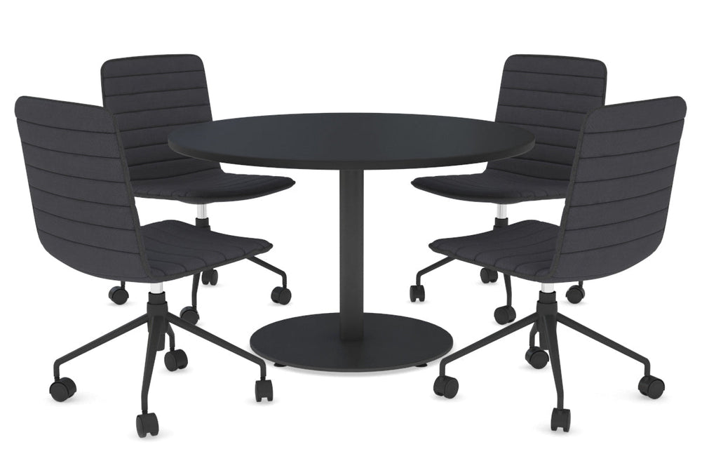 Sapphire Disc Base Round Meeting Table [800 mm]-450mm black base black 