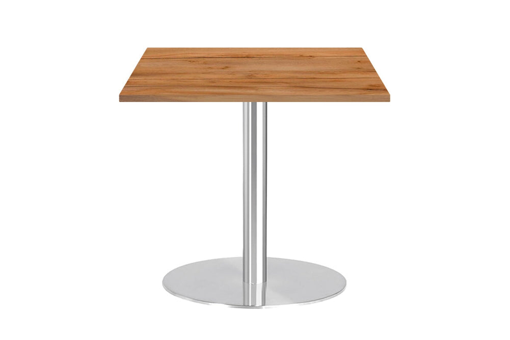 Sapphire Disc Base Square Cafe Table - Stainless Steel Frame [600L x 600W]-boston  