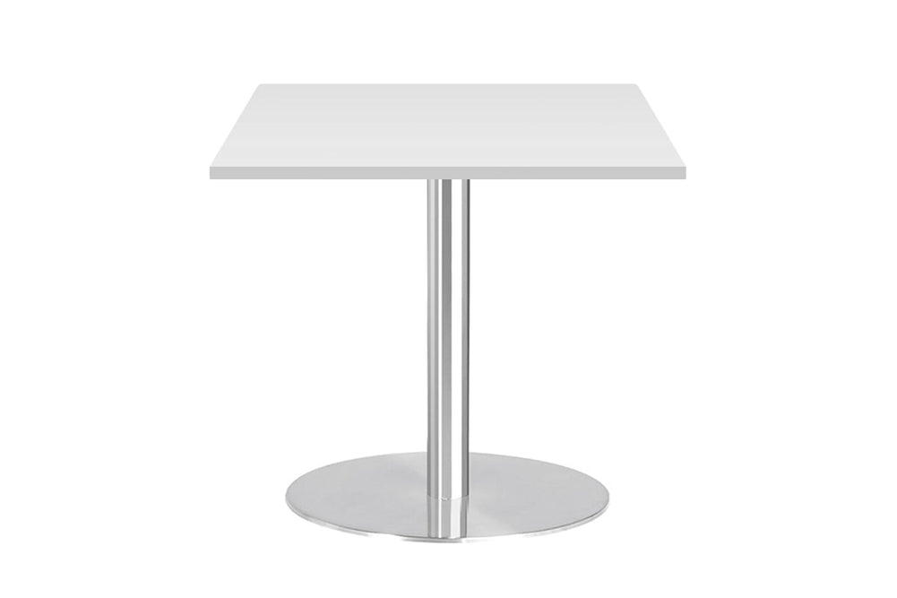 Sapphire Disc Base Square Cafe Table - Stainless Steel Frame [600L x 600W]-white  