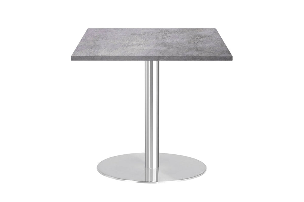 Sapphire Disc Base Square Cafe Table - Stainless Steel Frame [600L x 600W]-city  