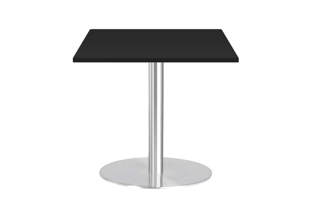 Sapphire Disc Base Square Cafe Table - Stainless Steel Frame [600L x 600W]-black  