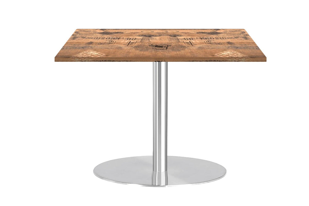 Sapphire Disc Base Square Cafe Table - Stainless Steel Frame [800L x 800W]-ex works  