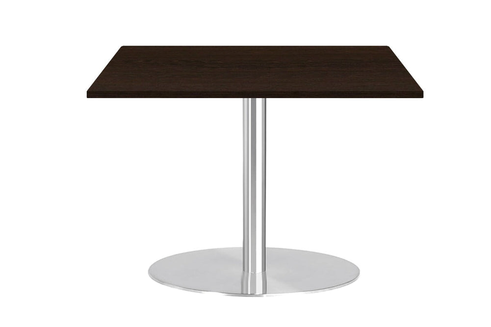 Sapphire Disc Base Square Cafe Table - Stainless Steel Frame [800L x 800W]-wenge  