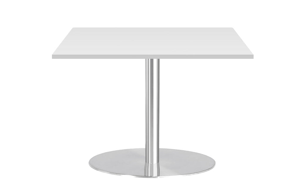 Sapphire Disc Base Square Cafe Table - Stainless Steel Frame [800L x 800W]-white  