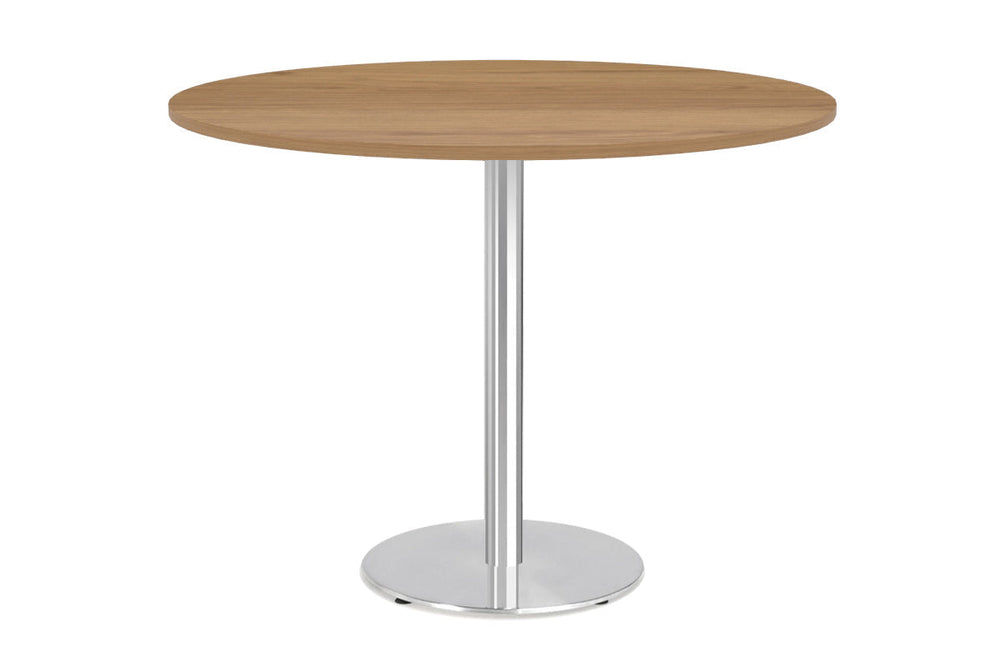 Sapphire Disc Base Tall Round Bar Counter Table [1000 mm]-540mm stainless steel base dark oak 