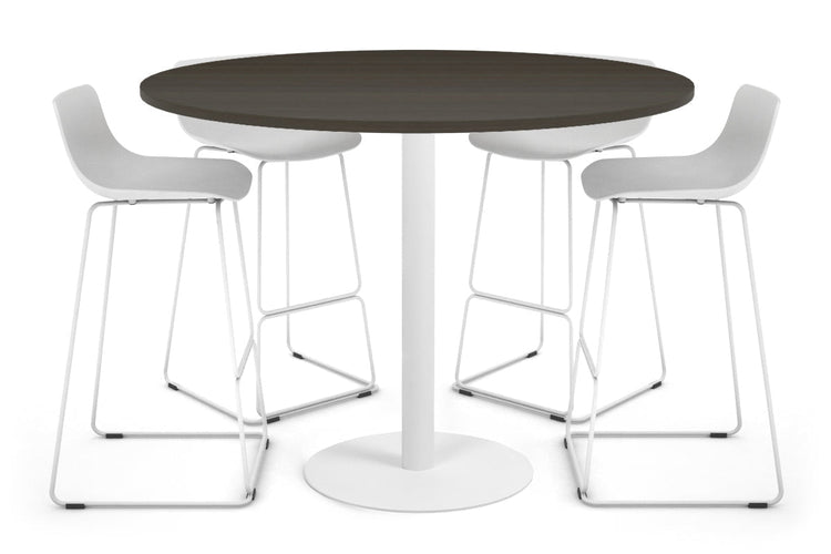 Sapphire Tall Round Bar Counter Table - Disc Base [1000 mm] Jasonl 540mm white base dark oak 