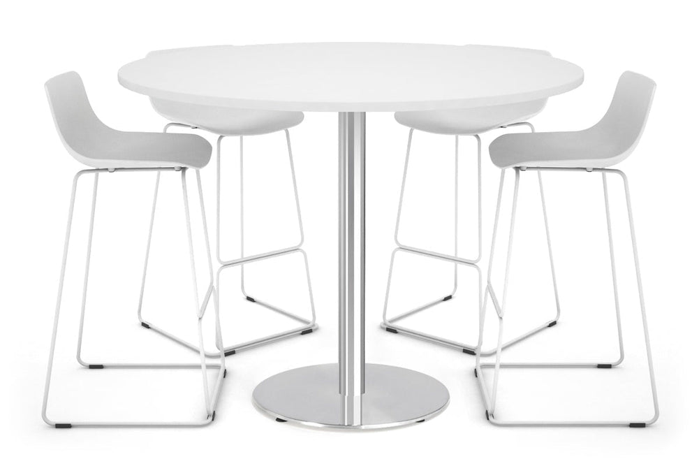 Sapphire Disc Base Tall Round Bar Counter Table [1000 mm]-540mm stainless steel base dark oak 