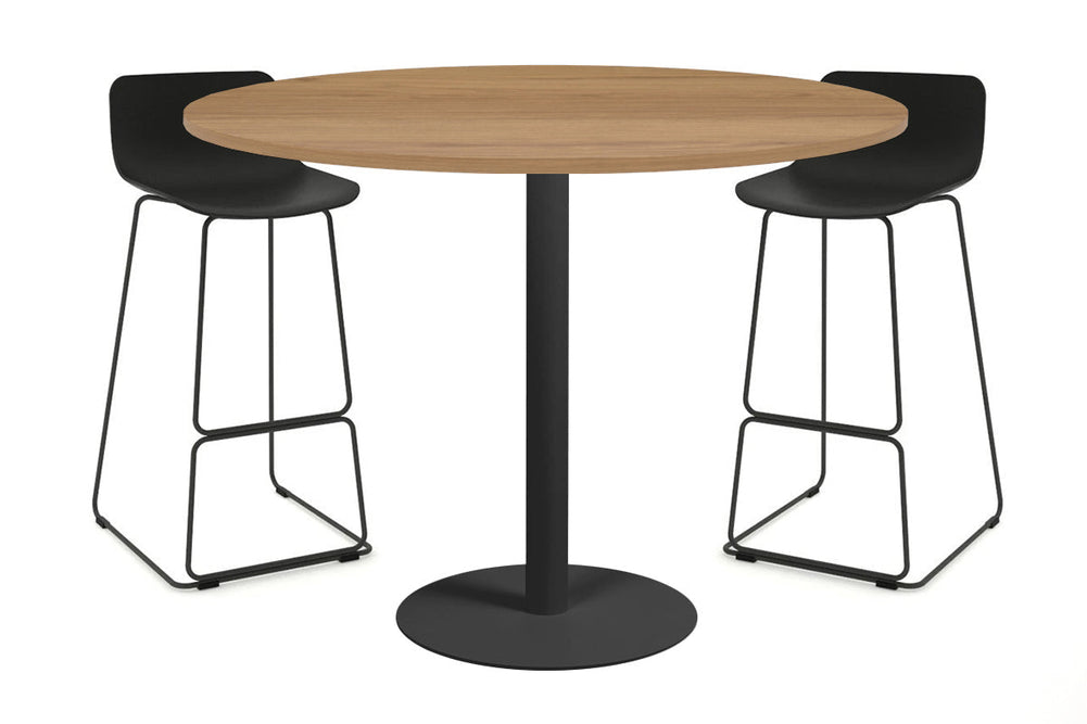 Sapphire Disc Base Tall Round Bar Counter Table [1000 mm]-540mm black base salvage oak 