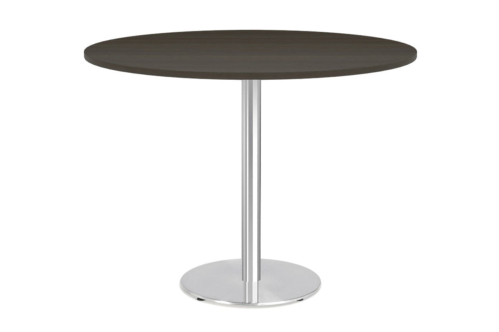 Sapphire Disc Base Tall Round Bar Counter Table [1000 mm]-540mm stainless steel base dark oak 