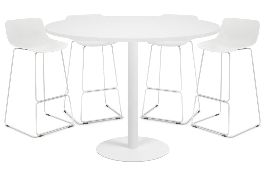 Sapphire Disc Base Tall Round Bar Counter Table [1000 mm]-540mm stainless steel base dark oak 