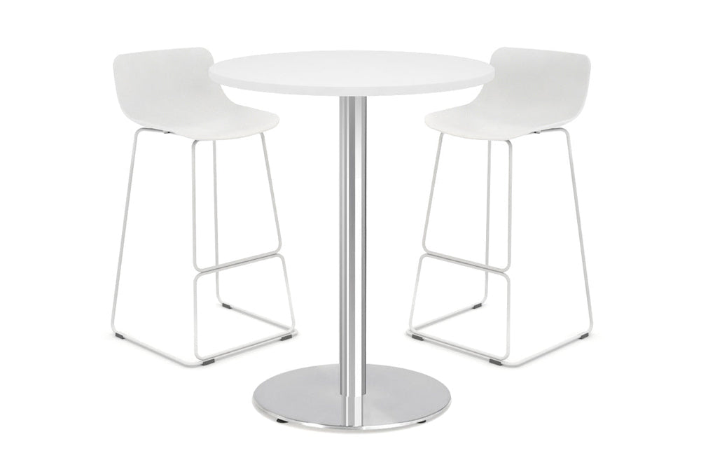 Sapphire Disc Base Tall Round Bar Counter Table [600 mm]-450mm stainless steel base white 