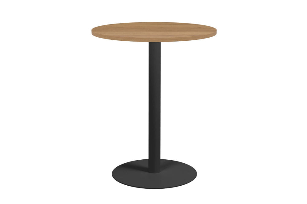 Sapphire Disc Base Tall Round Bar Counter Table [600 mm]-450mm stainless steel base dark oak 