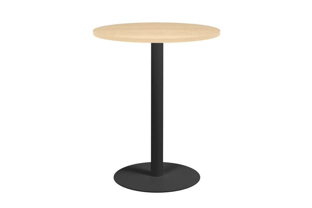 Sapphire Disc Base Tall Round Bar Counter Table [600 mm]-450mm stainless steel base dark oak 