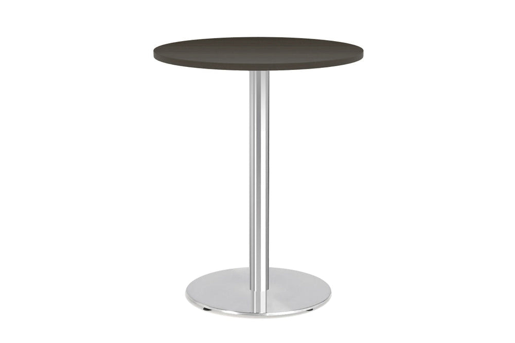 Sapphire Disc Base Tall Round Bar Counter Table [600 mm]-450mm stainless steel base dark oak 