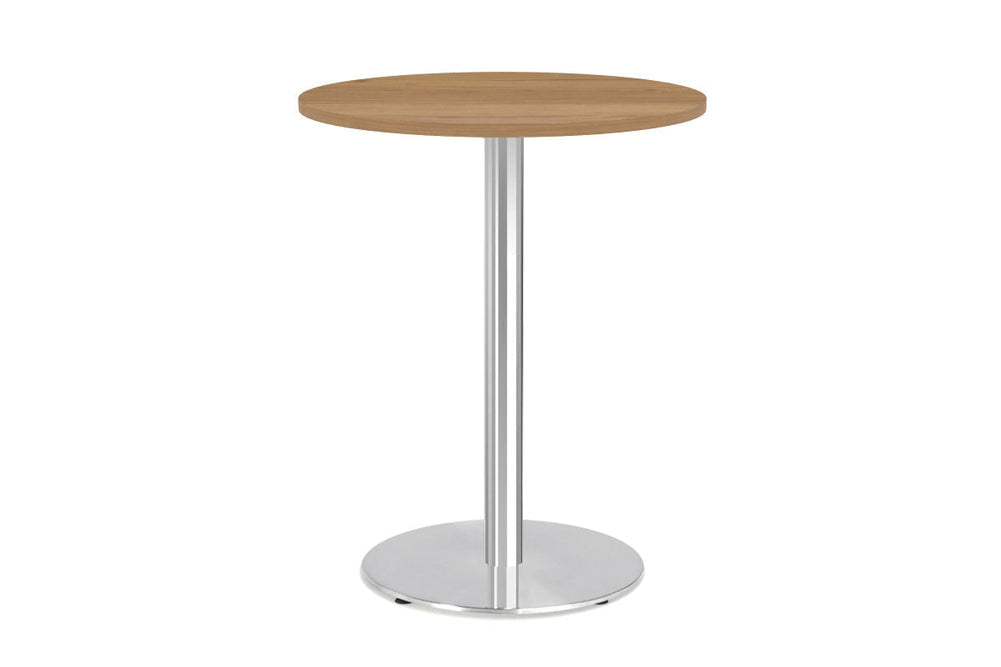 Sapphire Disc Base Tall Round Bar Counter Table [600 mm]-450mm stainless steel base dark oak 