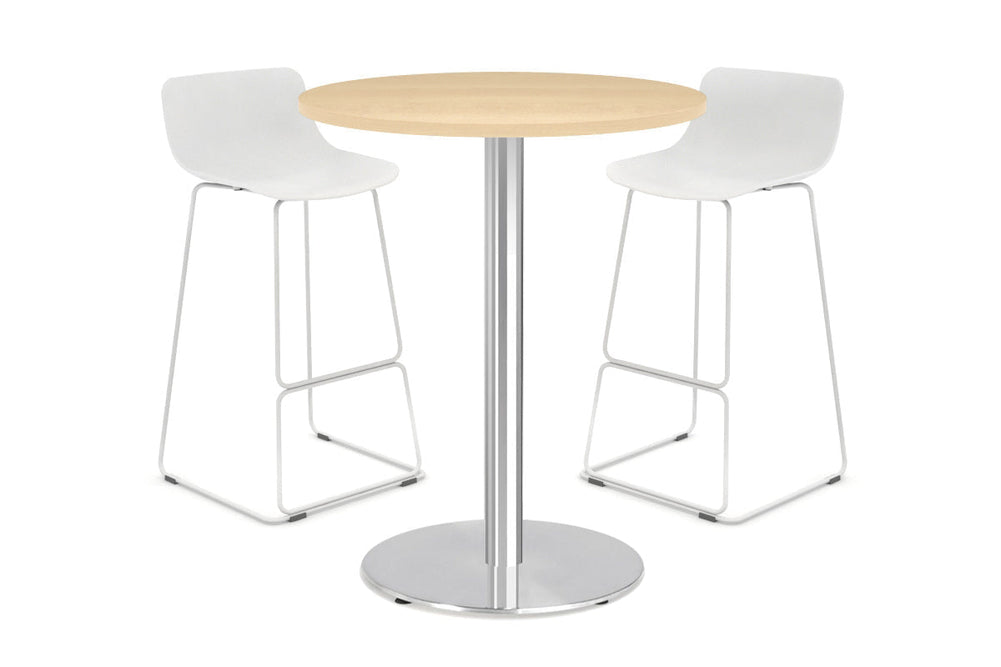 Sapphire Disc Base Tall Round Bar Counter Table [600 mm]-450mm stainless steel base maple 
