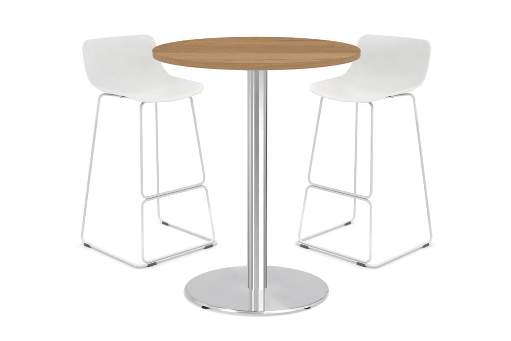 Sapphire Disc Base Tall Round Bar Counter Table [600 mm]-450mm stainless steel base salvage oak 