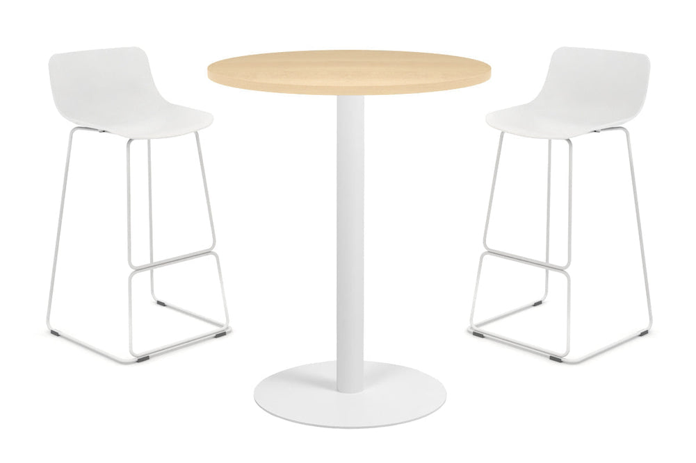 Sapphire Disc Base Tall Round Bar Counter Table [600 mm]-450mm white base maple 