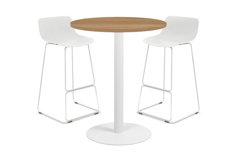 Sapphire Disc Base Tall Round Bar Counter Table [600 mm]-450mm white base salvage oak 