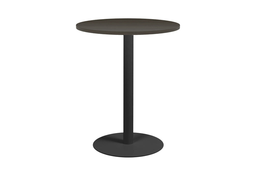 Sapphire Disc Base Tall Round Bar Counter Table [600 mm]-450mm stainless steel base dark oak 