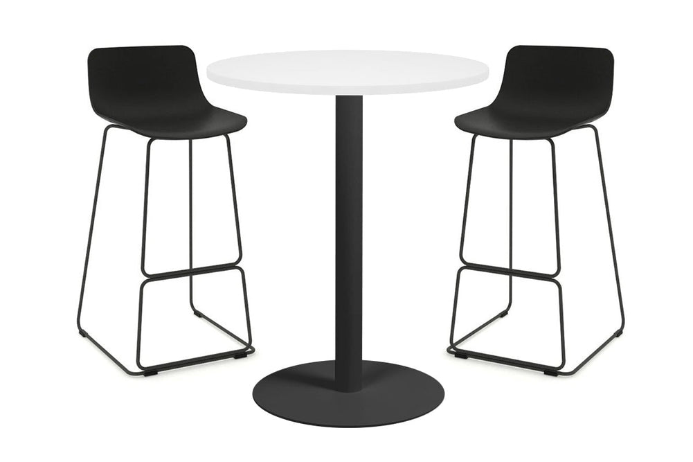 Sapphire Disc Base Tall Round Bar Counter Table [600 mm]-450mm black base white 