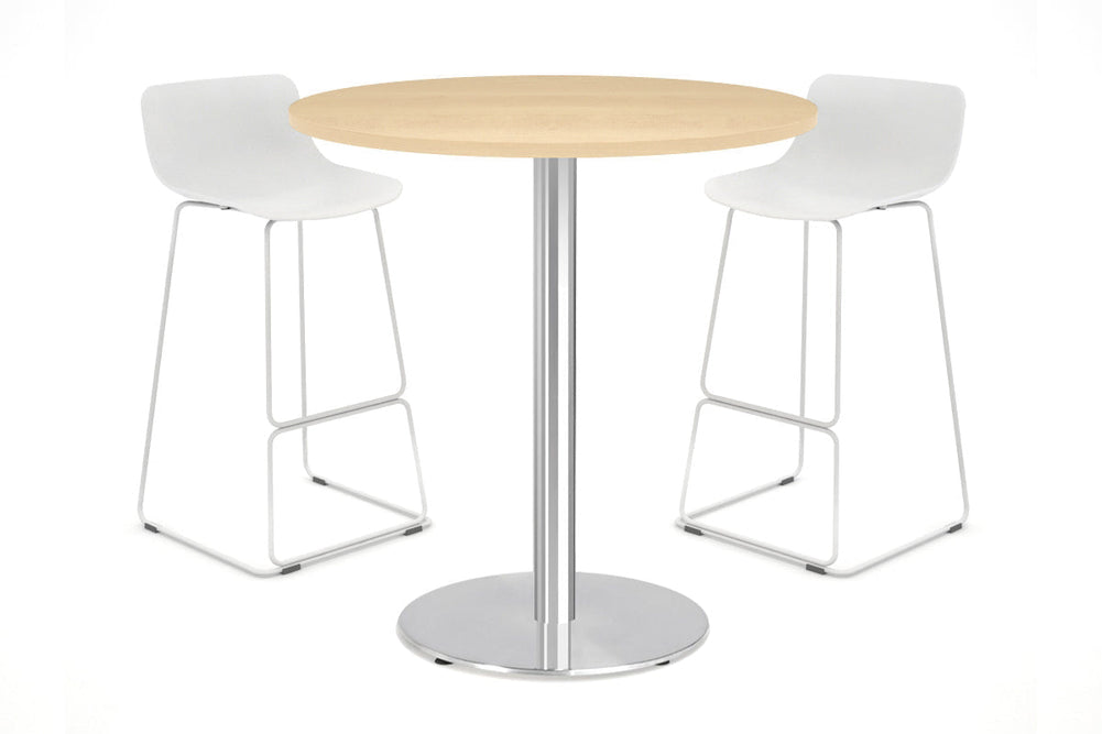 Sapphire Disc Base Tall Round Bar Counter Table [700 mm]-450mm stainless steel base maple 