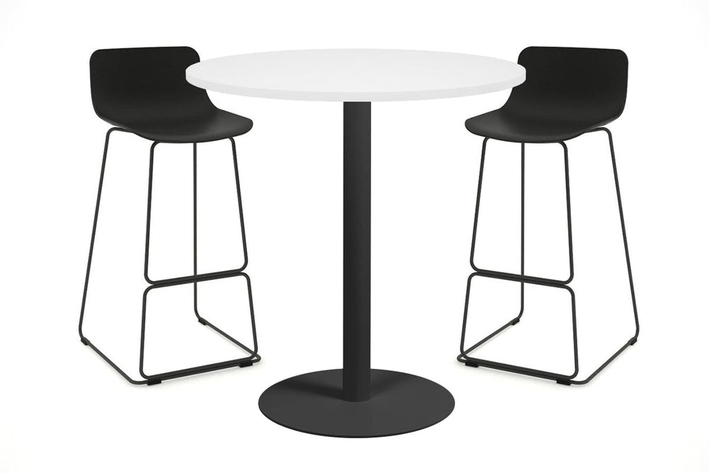 Sapphire Disc Base Tall Round Bar Counter Table [700 mm]-450mm black base white 
