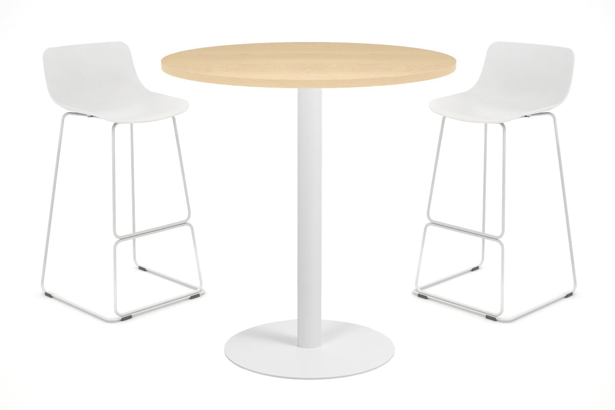 Sapphire Disc Base Tall Round Bar Counter Table [700 mm]-450mm stainless steel base maple 
