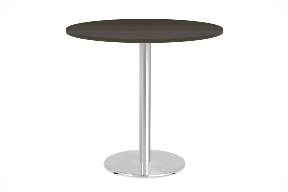 Sapphire Disc Base Tall Round Bar Counter Table [800 mm]-540mm stainless steel base dark oak 