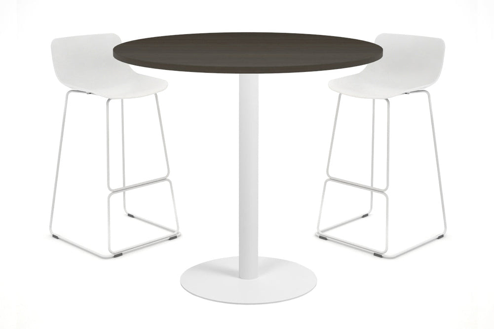 Sapphire Disc Base Tall Round Bar Counter Table [800 mm]-540mm stainless steel base dark oak 