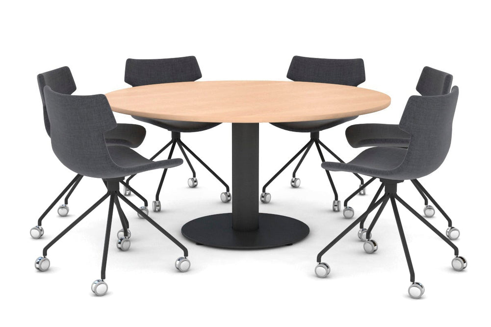Sapphire Disc Base XL Round Conference Table [1350mm]-720mm black base maple 