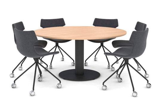 Sapphire XL Round Conference Table - Disc Base [1350mm] Jasonl 720mm black base maple 