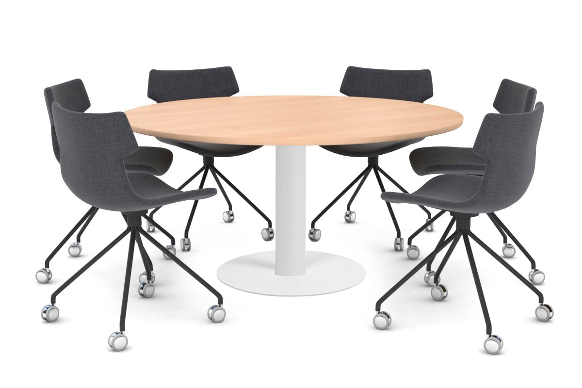 Sapphire XL Round Conference Table - Disc Base [1350mm] Jasonl 720mm white base maple 