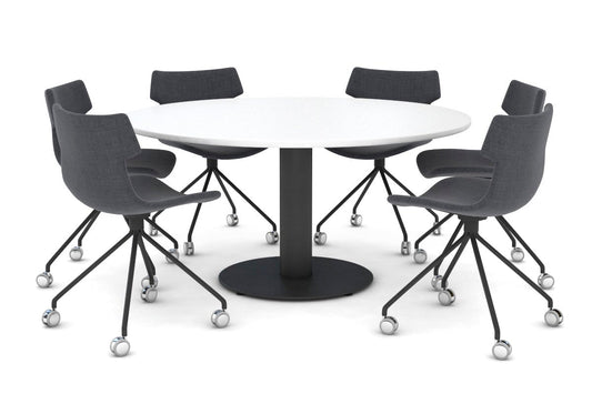 Sapphire XL Round Conference Table - Disc Base [1350mm] Jasonl 720mm black base white 