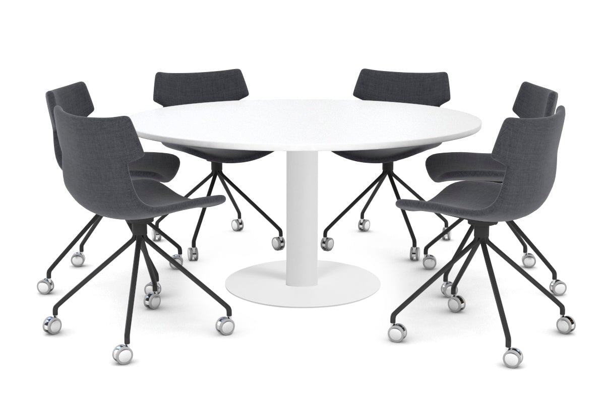 Sapphire XL Round Conference Table - Disc Base [1350mm] Jasonl 720mm white base white 