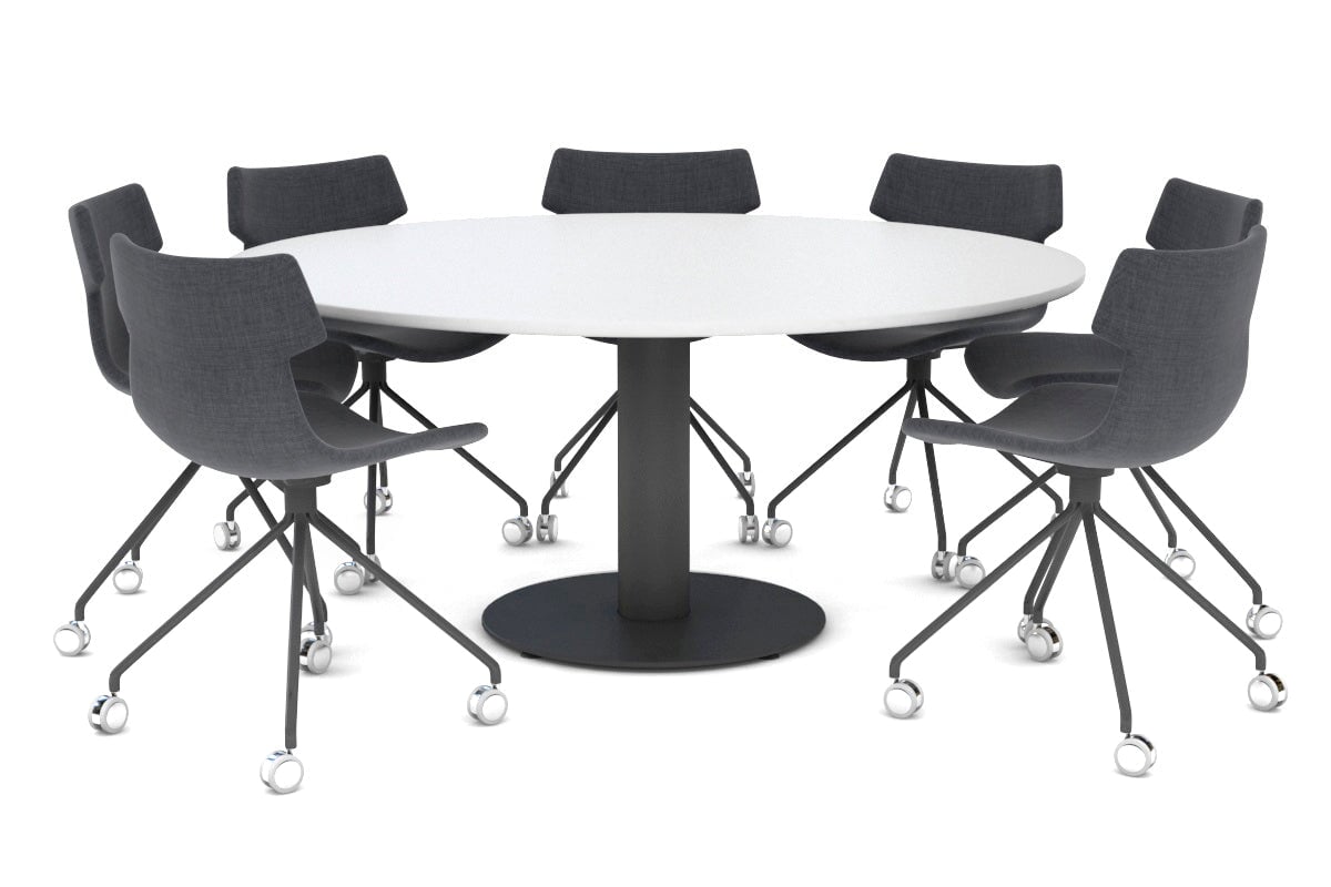 Sapphire XL Round Conference Table - Disc Base [1500mm] Jasonl 720mm black base white 