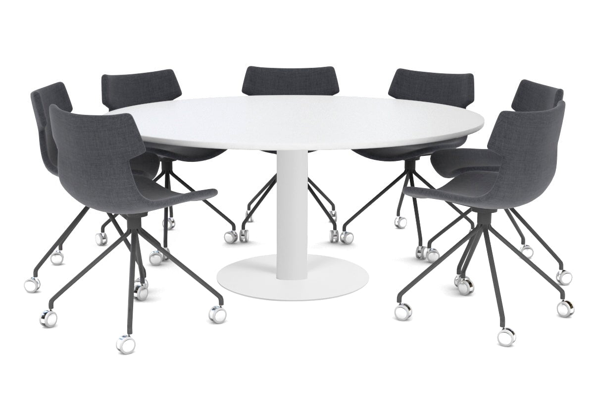 Sapphire XL Round Conference Table - Disc Base [1500mm] Jasonl 720mm white base white 