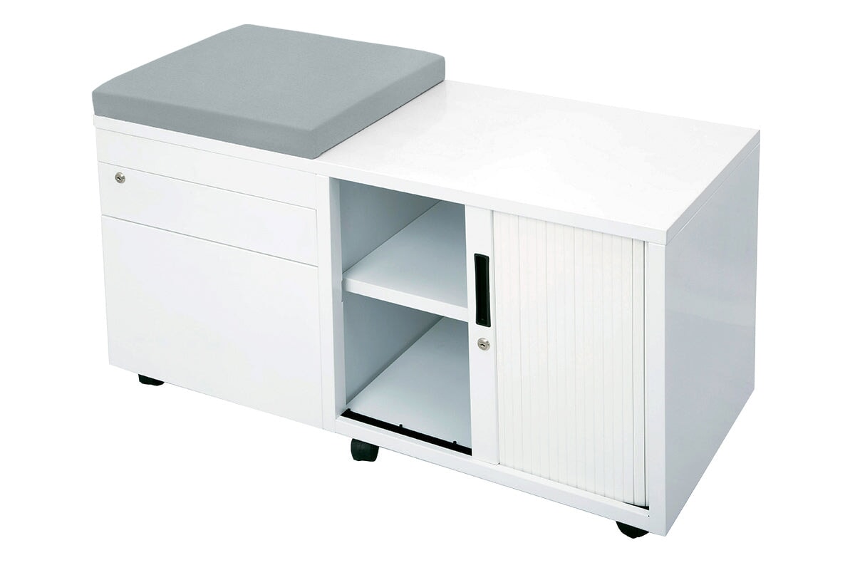 Sonic Mobile Caddy LHS with Tambour & Filing Drawers Sonic white caddy light blue 