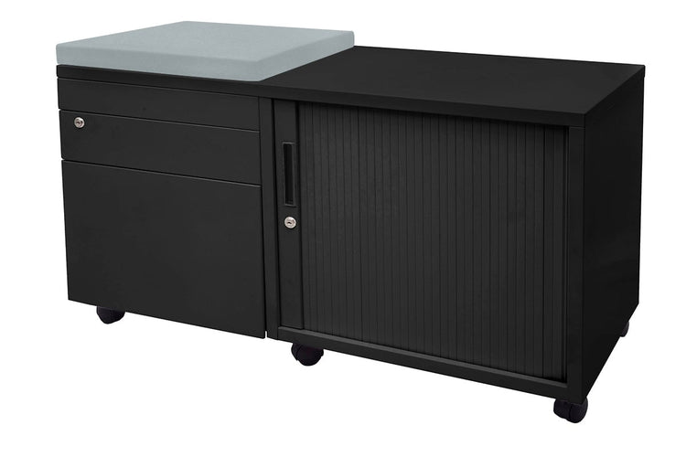Sonic Mobile Caddy LHS with Tambour & Filing Drawers Sonic black caddy light blue 