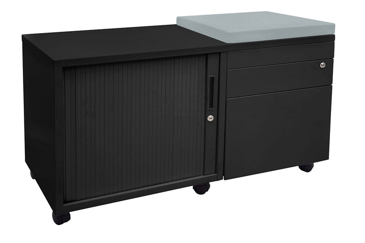Sonic Mobile Caddy RHS with Tambour & Filing Drawers Sonic black caddy light blue 
