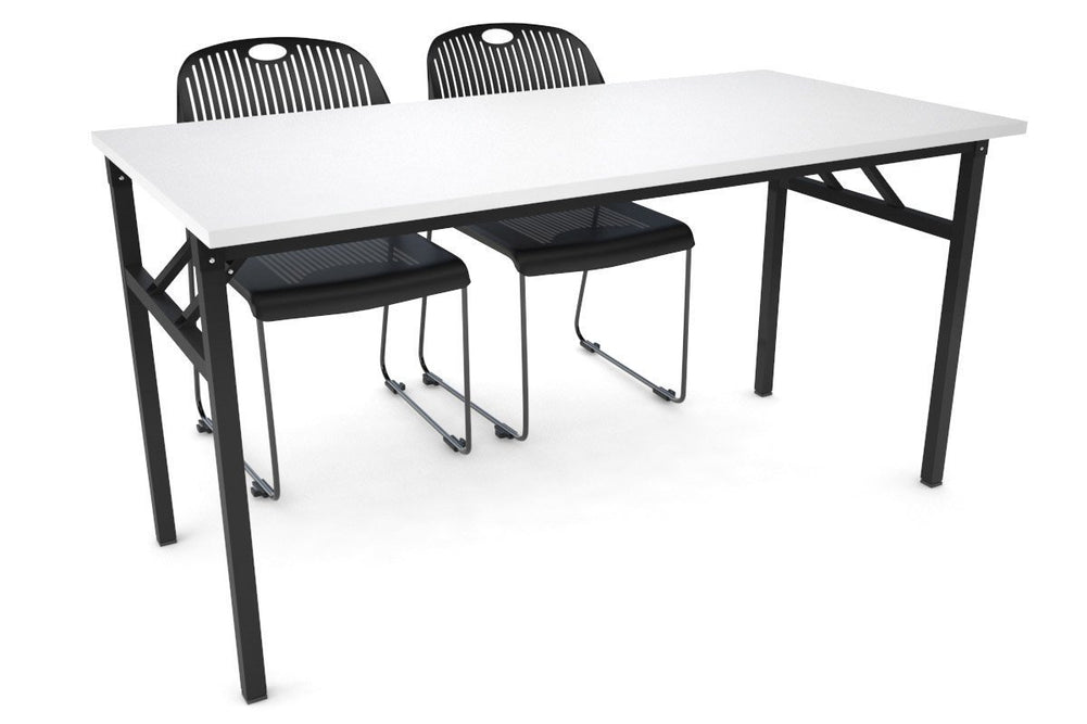 Sonic Steel Black Frame Folding Table [1400L x 700W]-white  