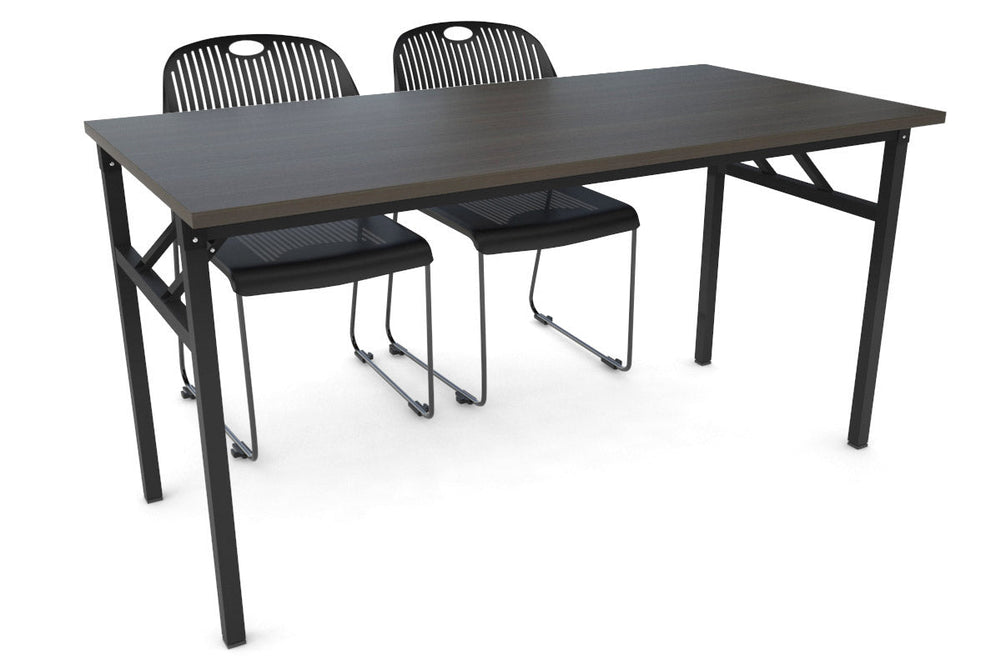 Sonic Steel Black Frame Folding Table [1400L x 700W]-dark oak  