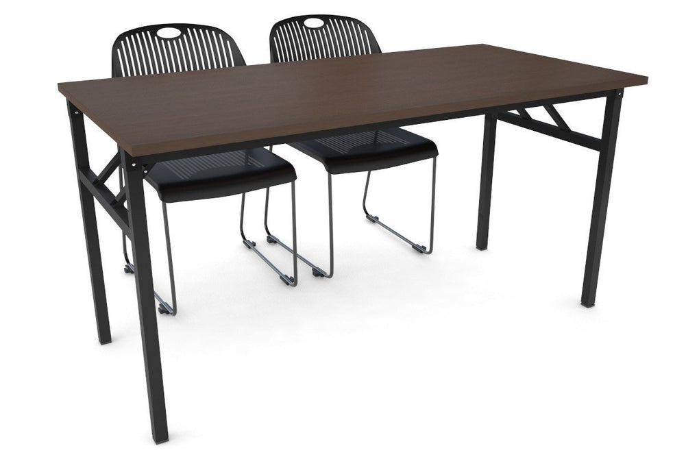 Sonic Steel Black Frame Folding Table [1400L x 700W]-dark oak  