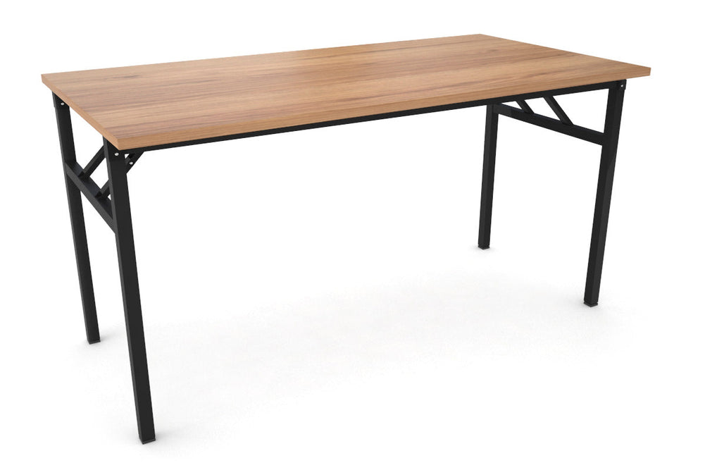 Sonic Steel Black Frame Folding Table [1400L x 700W]-dark oak  