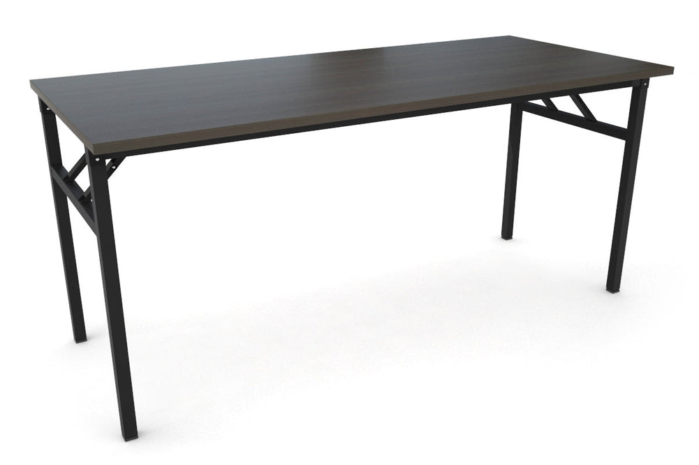 Sonic Steel Black Frame Folding Table [1600L x 700W]-dark oak  