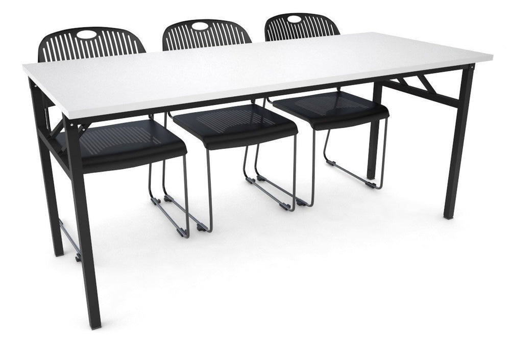 Sonic Steel Black Frame Folding Table [1600L x 700W]-white  